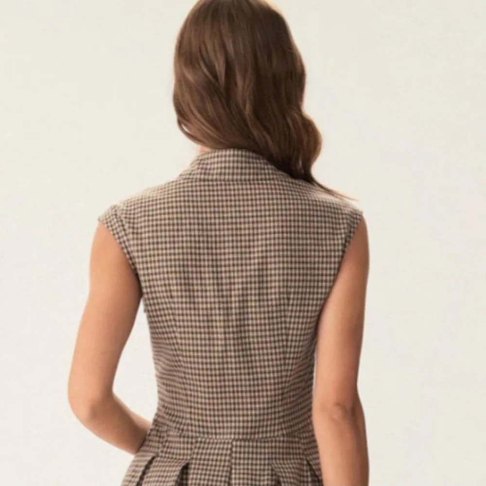 NWT Rihoas Brown Plaid Button Pleated Midi Dress - Picture 12 of 17